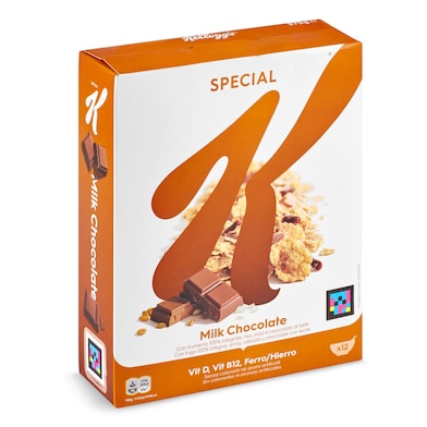 Cereales copos de trigo integral y arroz con chocolate con leche Kellogg's Special K caja 375 g-0