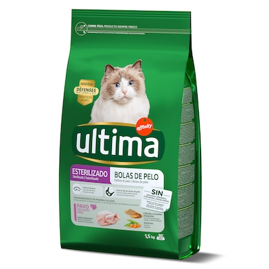 Alimento para gatos esterilizados anti bolas de pelo con pavo Última bolsa 1.5 kg-0