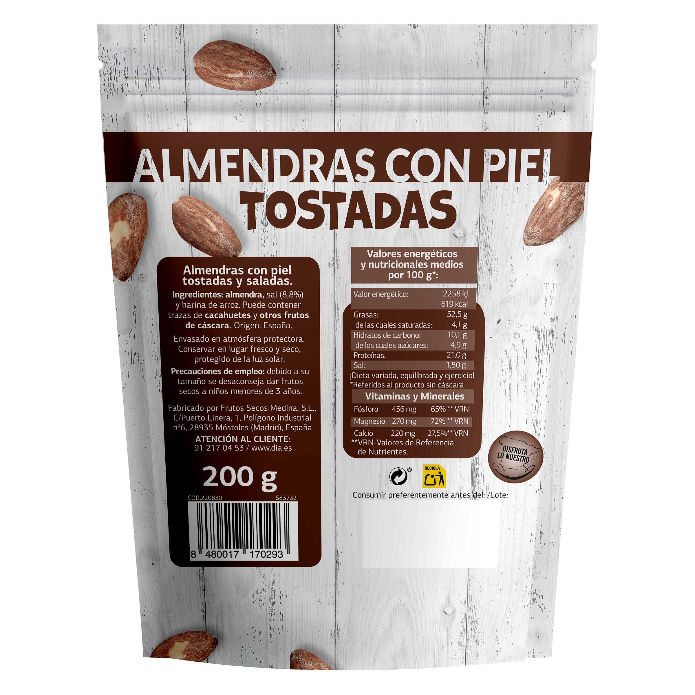 Almendras tostadas con piel Dia Naturmundo 200 g
