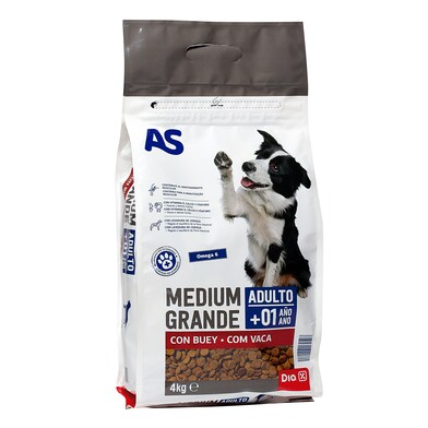 Alimento para perros medianos con buey As bolsa 4 Kg-0