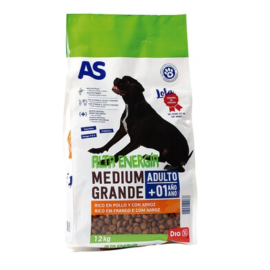 Alimento para perros alta energía rico en pollo con arroz As bolsa 12 Kg-0