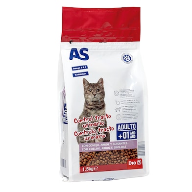 Alimento para gatos control tracto urinario con conejo, arroz y guisantes As Dia bolsa 1.5 Kg-0