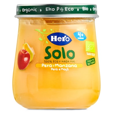 Puré de pera y manzana 100% ecológica Hero frasco 120 g-0
