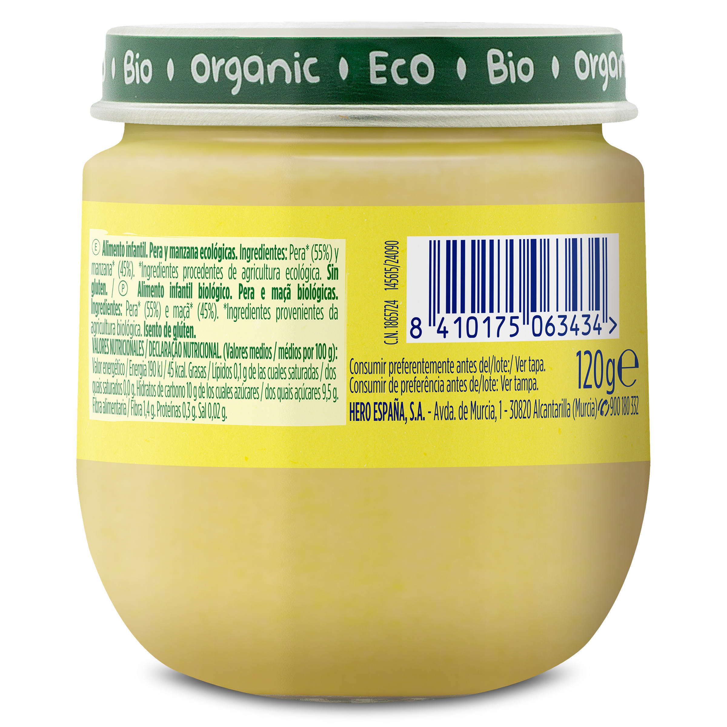 Puré de pera y manzana Hero 120 g