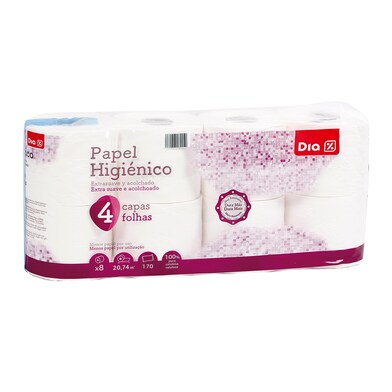 Papel higiénico 4 capas Dia bolsa 8 unidades-0 Papel higiénico 4 capas Dia bolsa 8 unidades-0