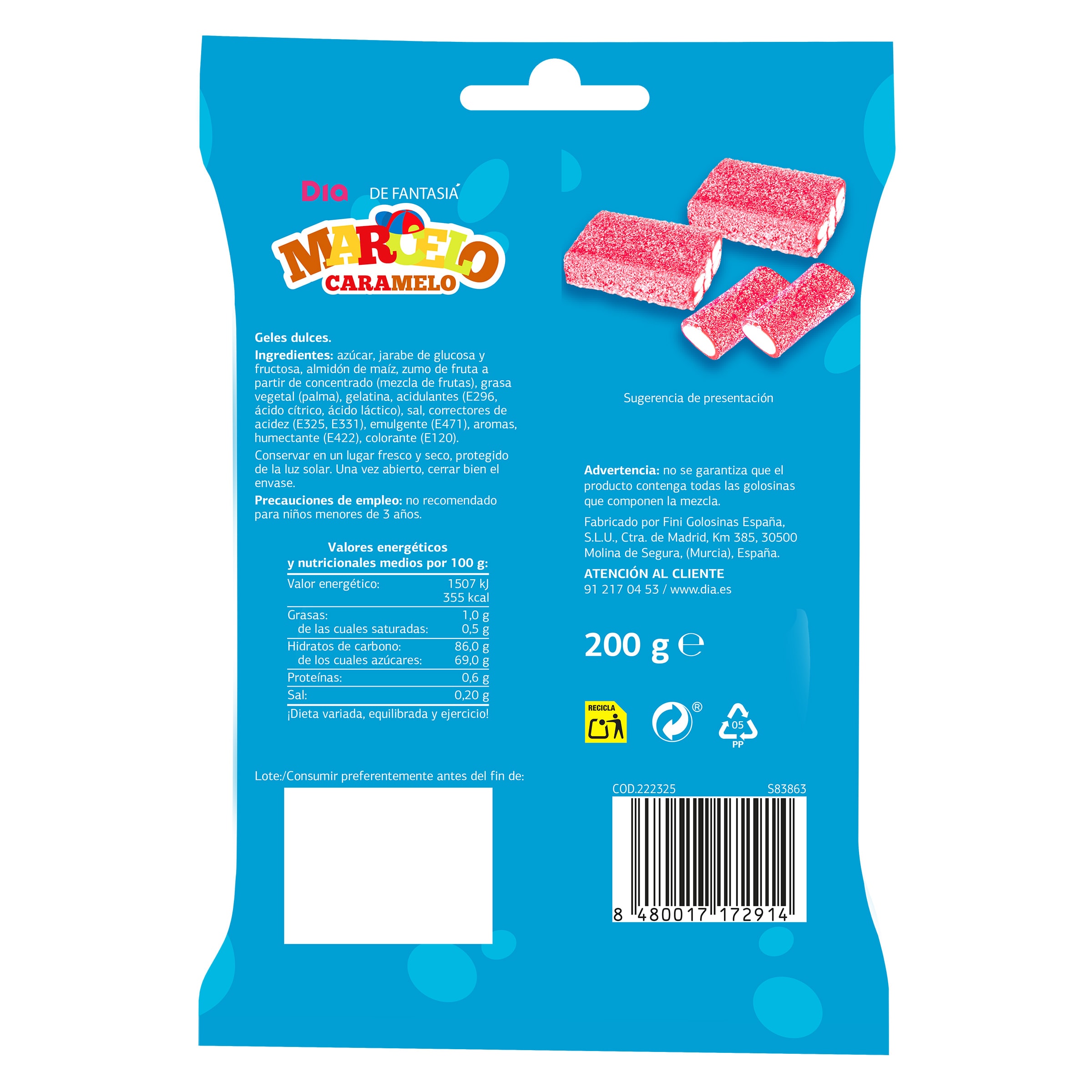 Regalices pica mix Dia Marcelo Caramelo 200 g