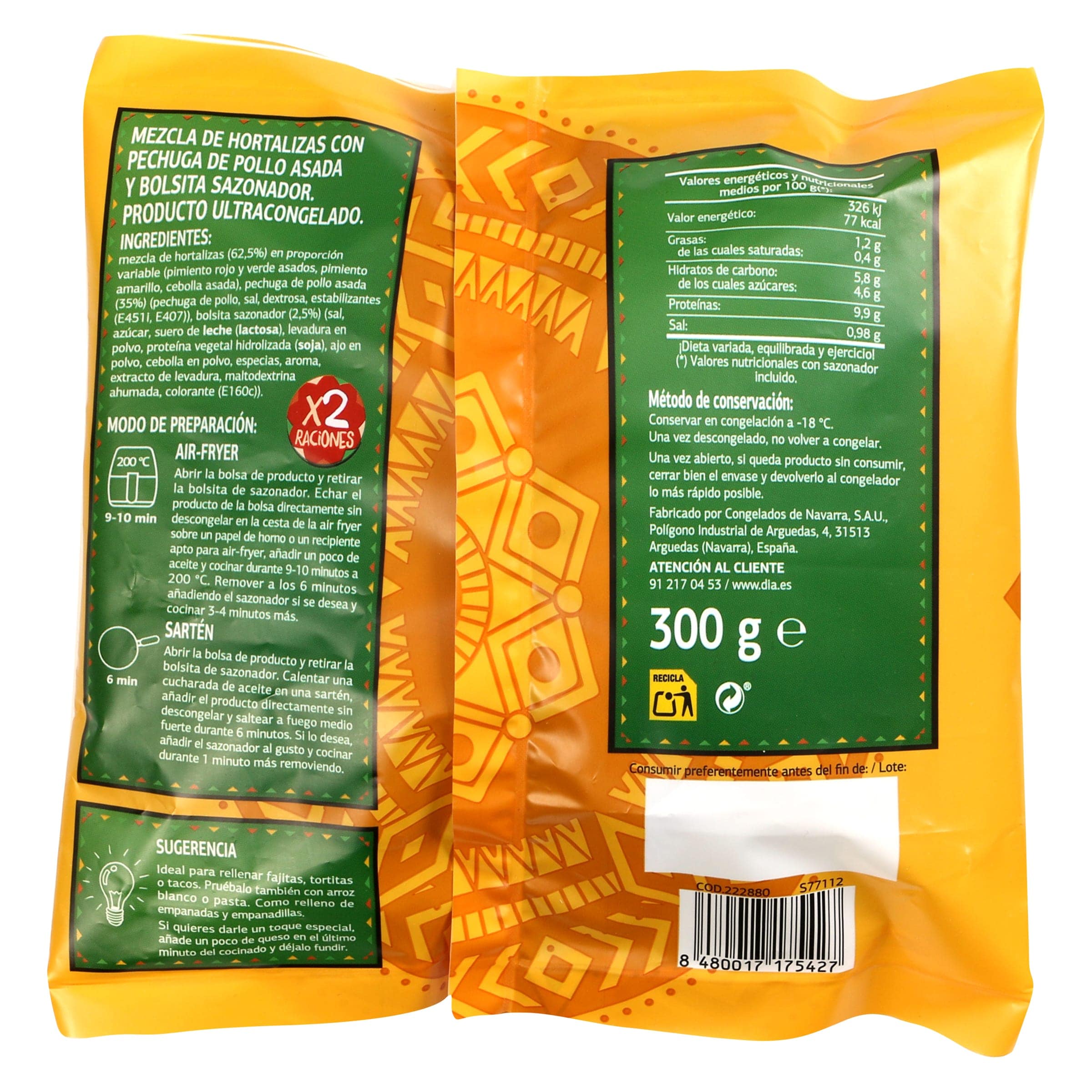 Relleno para fajitas con pollo, pimientos y cebolla Dia Al Punto 300 g