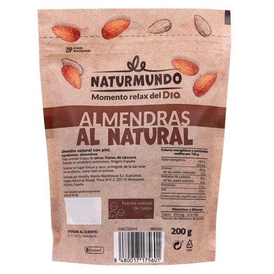 Almendras al natural con piel NATURMUNDO BOLSA 200 GR-1 Almendras al natural con piel NATURMUNDO BOLSA 200 GR-1