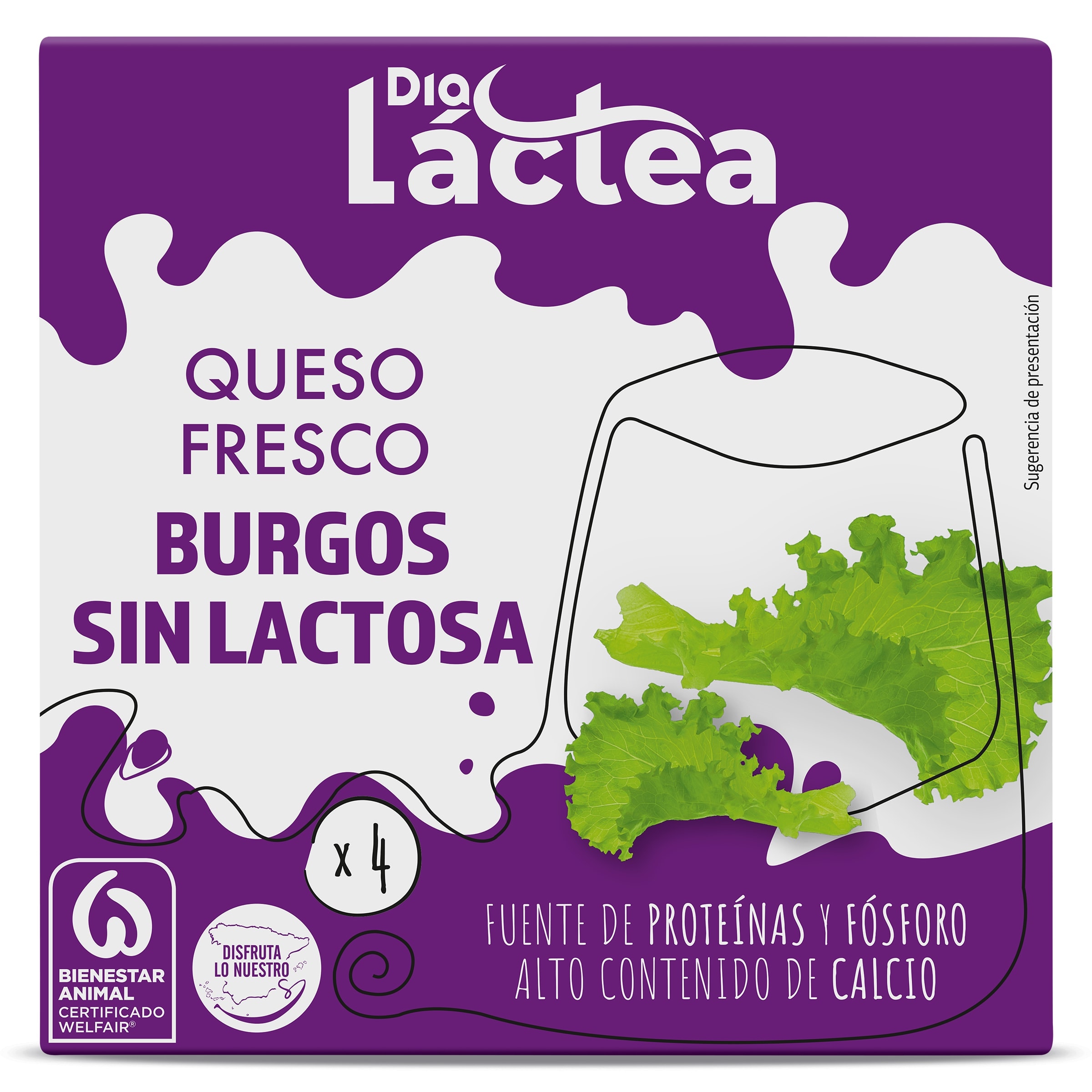 Queso fresco de Burgos sin lactosa Dia Láctea 4 x 62.5 g