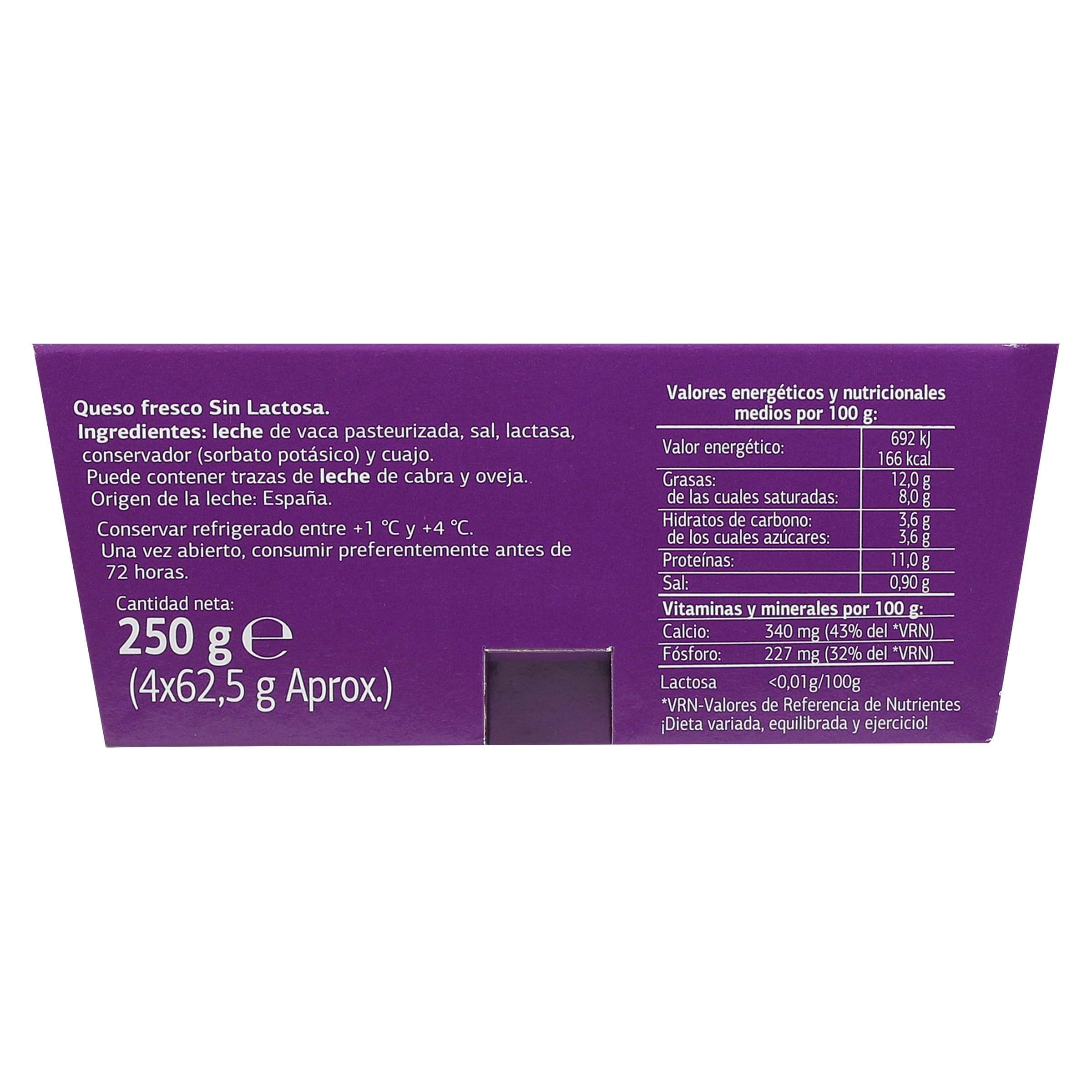 Queso fresco de Burgos sin lactosa Dia Láctea 4 x 62.5 g