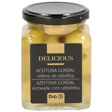 Aceitunas gordal rellena de cebollita Dia Delicious frasco 140 g-0 Aceitunas gordal rellena de cebollita Dia Delicious frasco 140 g-0