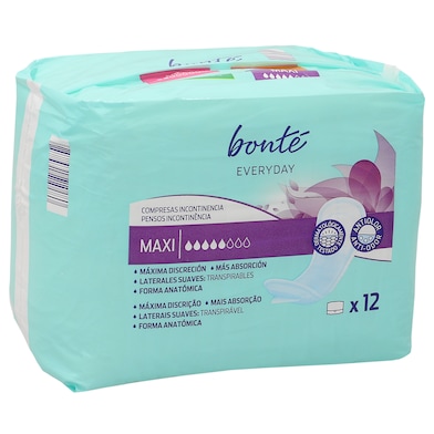 Compresas de incontinencia maxi Bonté Everyday de Dia bolsa 12 unidades-0