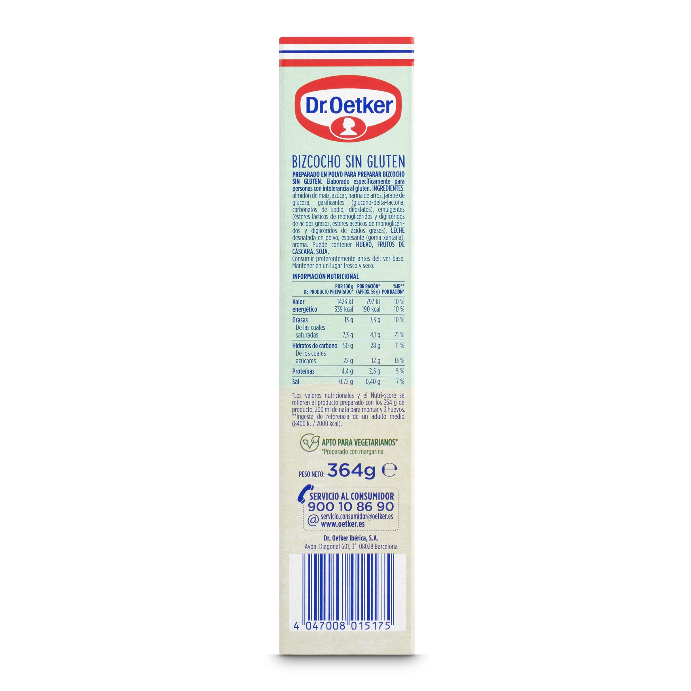 Preparado para bizcocho sin gluten Dr. Oetker 410 g