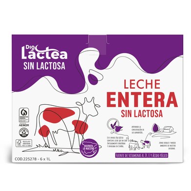 Leche entera sin lactosa Dia Láctea brik 6 x 1 l-1 Leche entera sin lactosa Dia Láctea brik 6 x 1 l-1