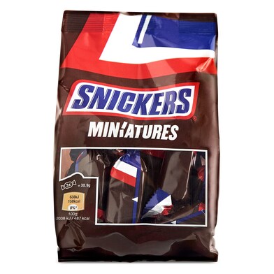 Mini barritas de chocolate con caramelo y cacahuetes Snickers bolsa 144 g-0