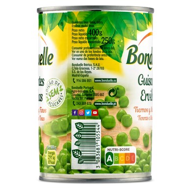 Guisantes tiernos y muy finos Bonduelle lata 250 g-1 Guisantes tiernos y muy finos Bonduelle lata 250 g-1