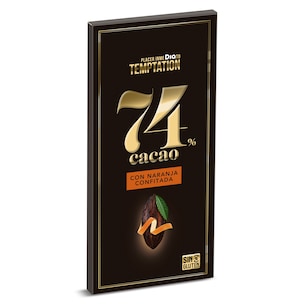 chocolate negro 74 cacao con naranja confitada 100 g