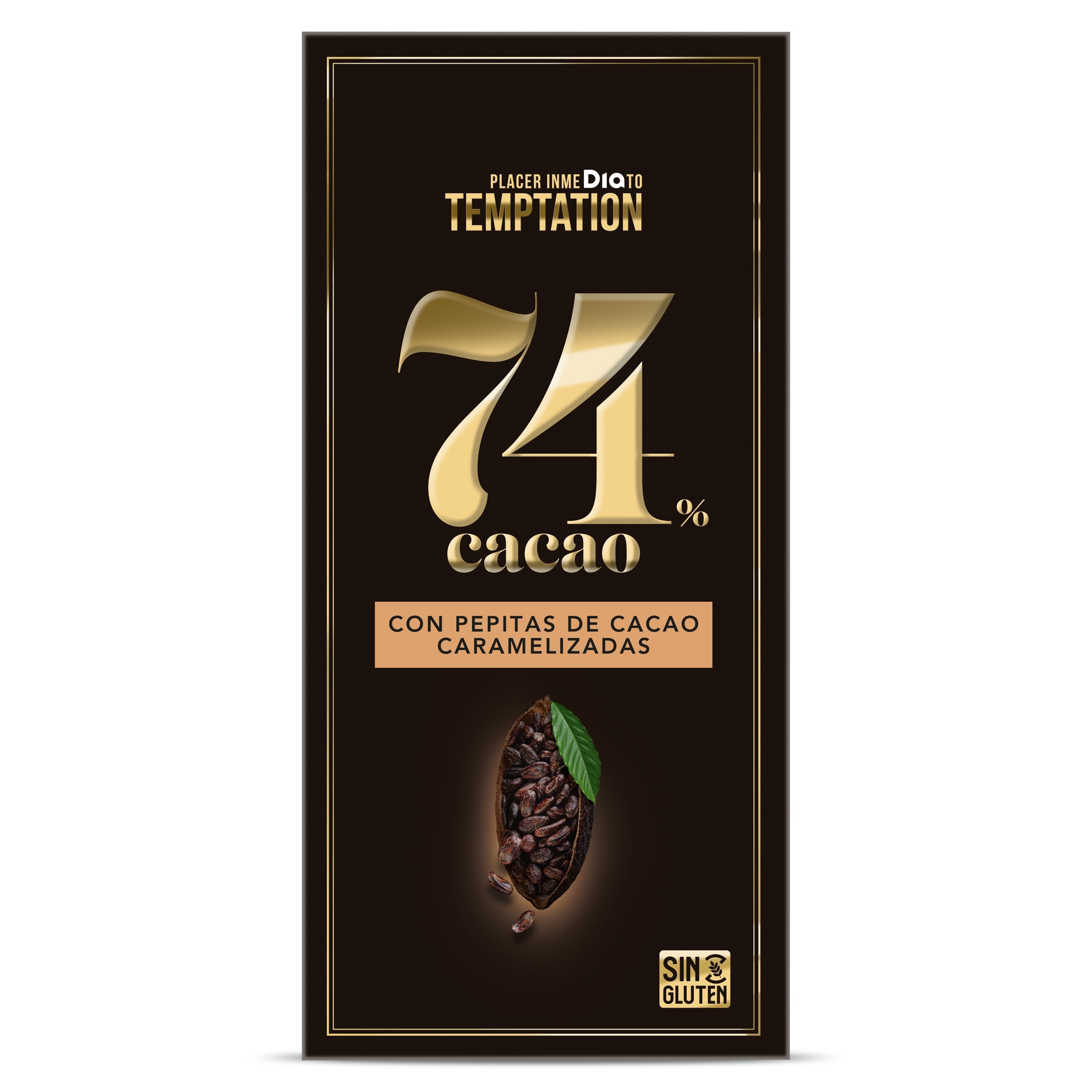 Chocolate negro 74% con cacao caramelizado Dia Temptation 100 g