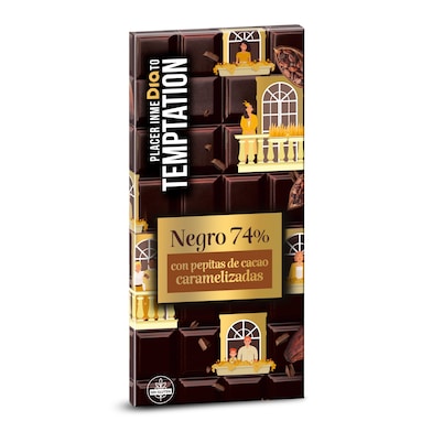 Chocolate negro 74% cacao con pepitas de chocolate caramelizadas Temptation de Dia 100 g-0