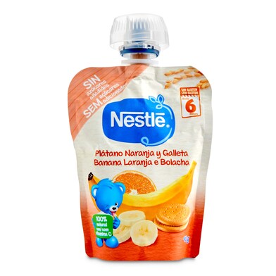 Puré de plátano, naranja y galleta Nestlé Naturnes bolsa 90 g-0 Puré de plátano, naranja y galleta Nestlé Naturnes bolsa 90 g-0
