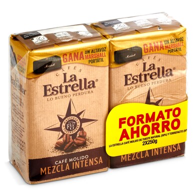 Café molido mezcla intensa La estrella bolsa 2 x 250 g-0 Café molido mezcla intensa La estrella bolsa 2 x 250 g-0