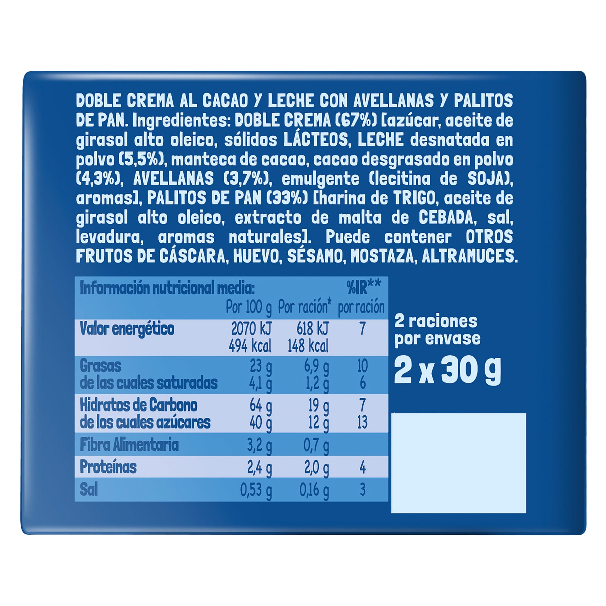 Sticks con crema de cacao y leche de avellanas Nocilla 60 g