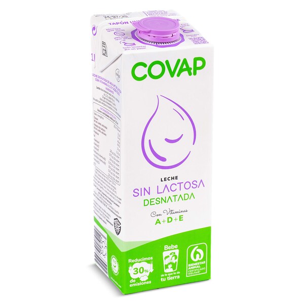 Leche Desnatada Sin Lactosa Covap Envase 1 Lt.