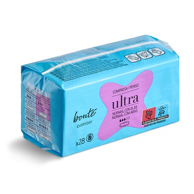 Compresas ultra normal con alas Bonté Everyday de Dia bolsa 28 unidades-0 Compresas ultra normal con alas Bonté Everyday de Dia bolsa 28 unidades-0
