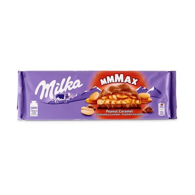 Chocolate con leche con relleno de caramelo y cacahuete Milka 276 g-0 Chocolate con leche con relleno de caramelo y cacahuete Milka 276 g-0