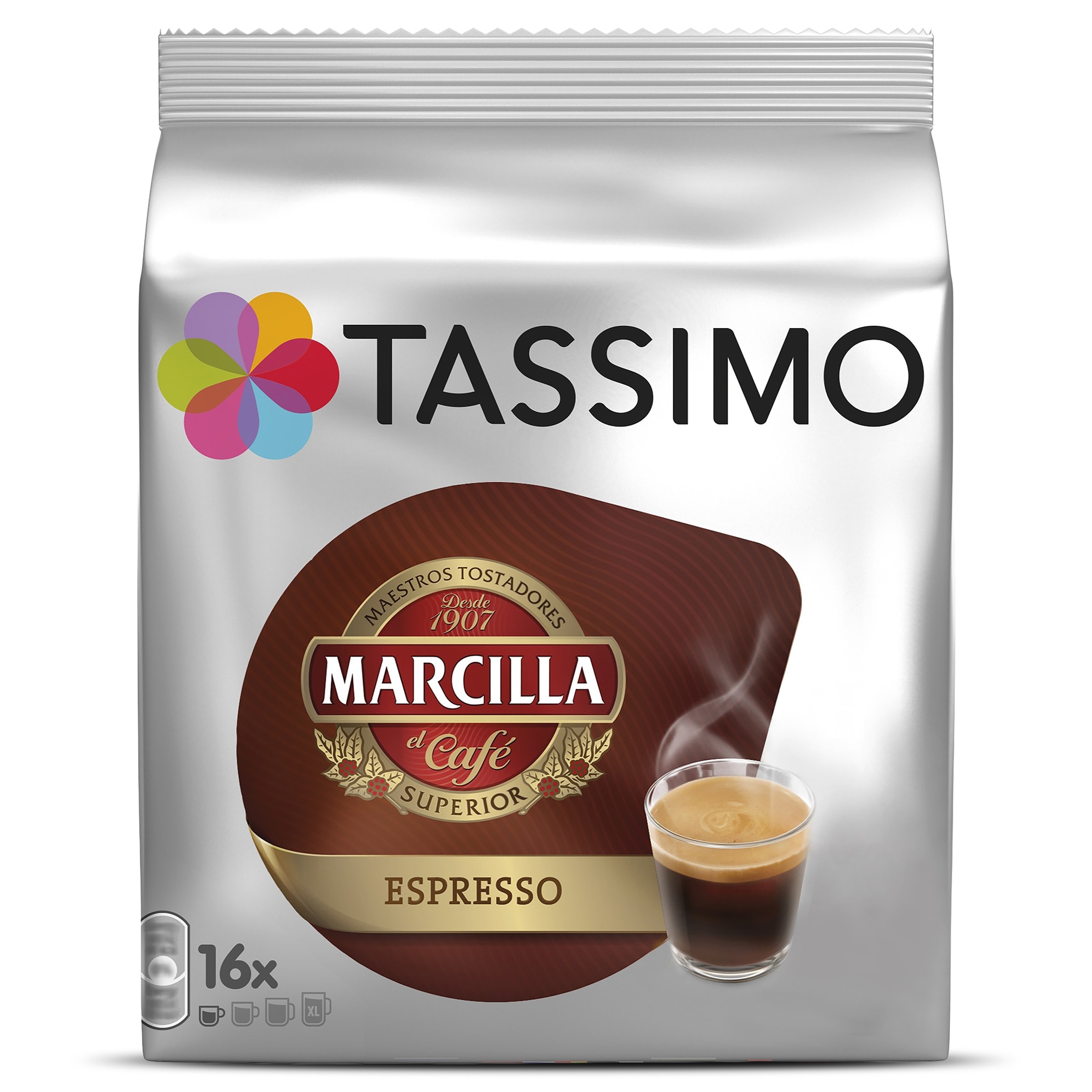 Cápsulas de café espresso Marcilla Tassimo 16 unidades
