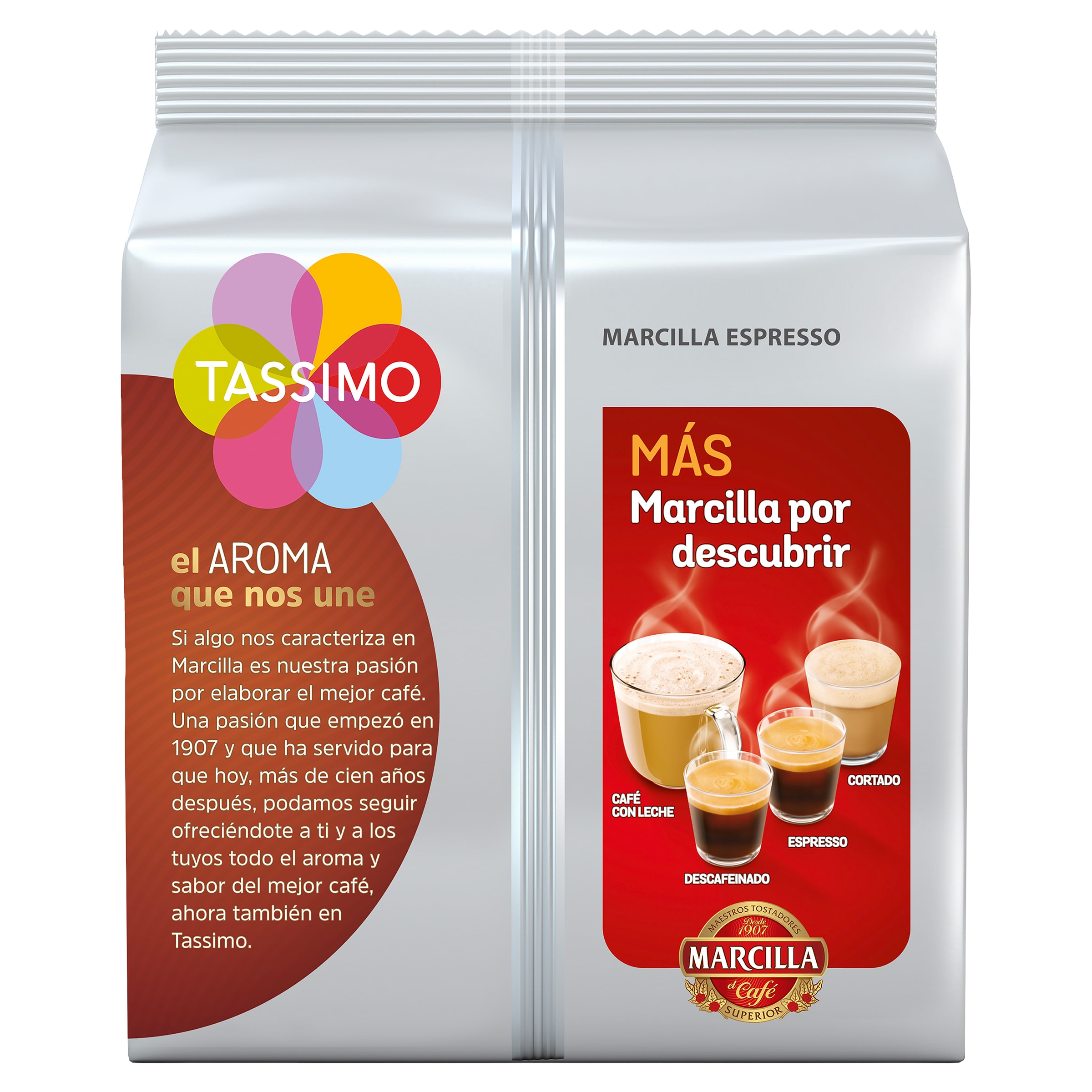 Cápsulas de café espresso Marcilla Tassimo 16 unidades
