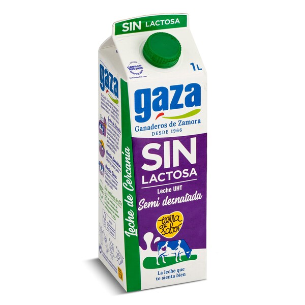 Leche Semidesnatada Sin Lactosa Gaza Envase 1 Lt.