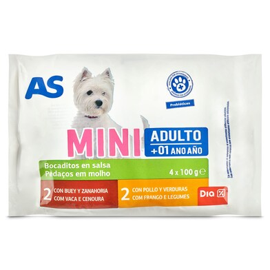 Bocaditos en salsa para perros mini As bolsa 400 g-0 Bocaditos en salsa para perros mini As bolsa 400 g-0