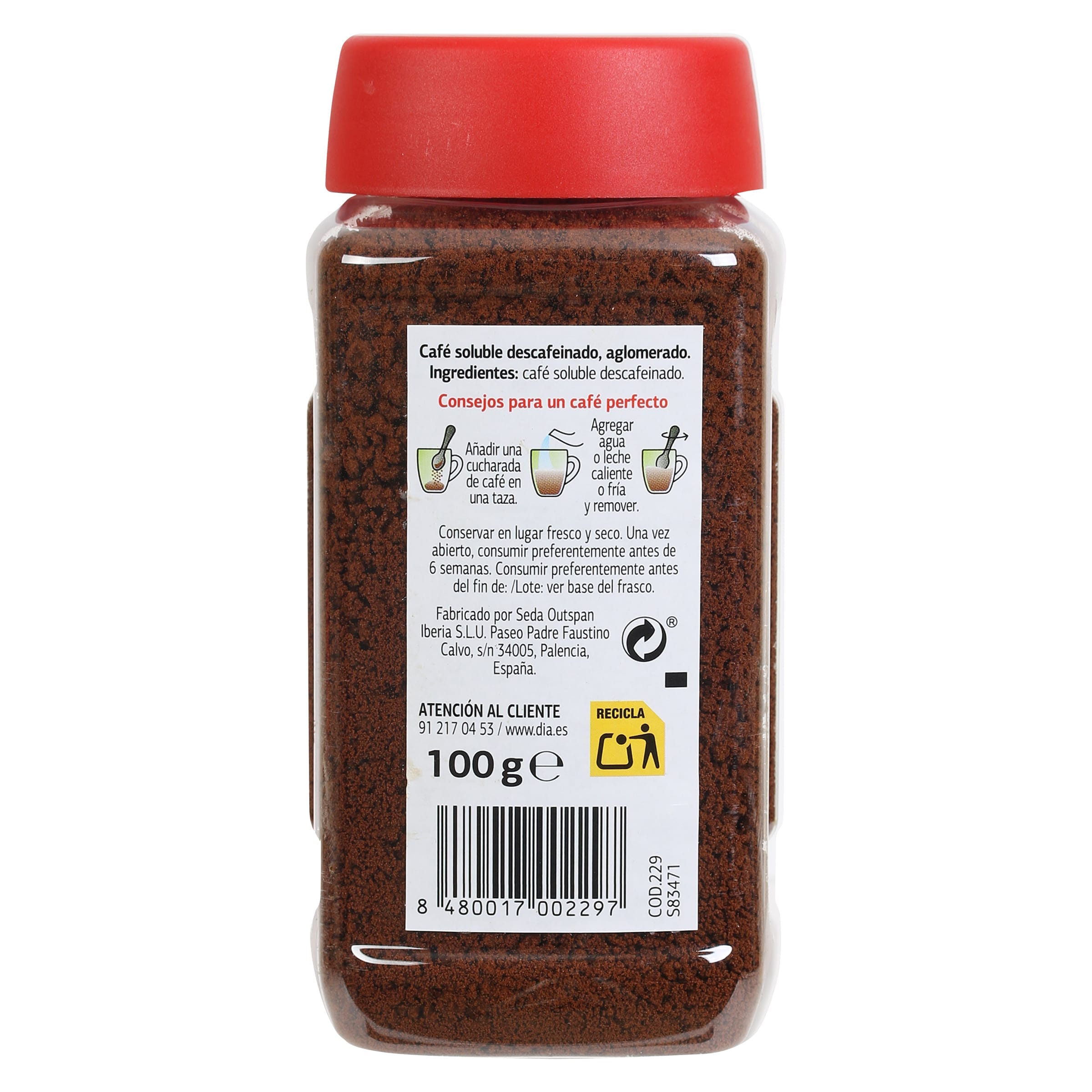 Café soluble descafeinado Dia Cafetería 100 g