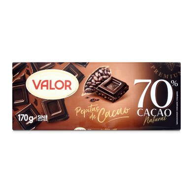 Chocolate negro 70% cacao con pepitas de chocolate Valor 170 g-0 Chocolate negro 70% cacao con pepitas de chocolate Valor 170 g-0