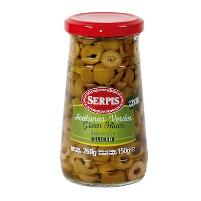 Aceitunas verdes en rodajas Serpis lata 150 g-0