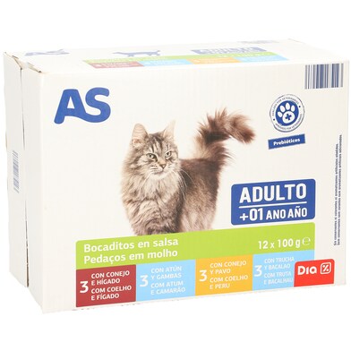 Bocaditos en salsa para gatos adultos As Dia caja 1.2 Kg-0 Bocaditos en salsa para gatos adultos As Dia caja 1.2 Kg-0