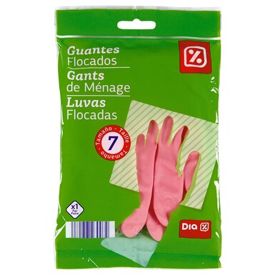 Guantes flocados talla 7 Dia bolsa 1 unidad-0 Guantes flocados talla 7 Dia bolsa 1 unidad-0