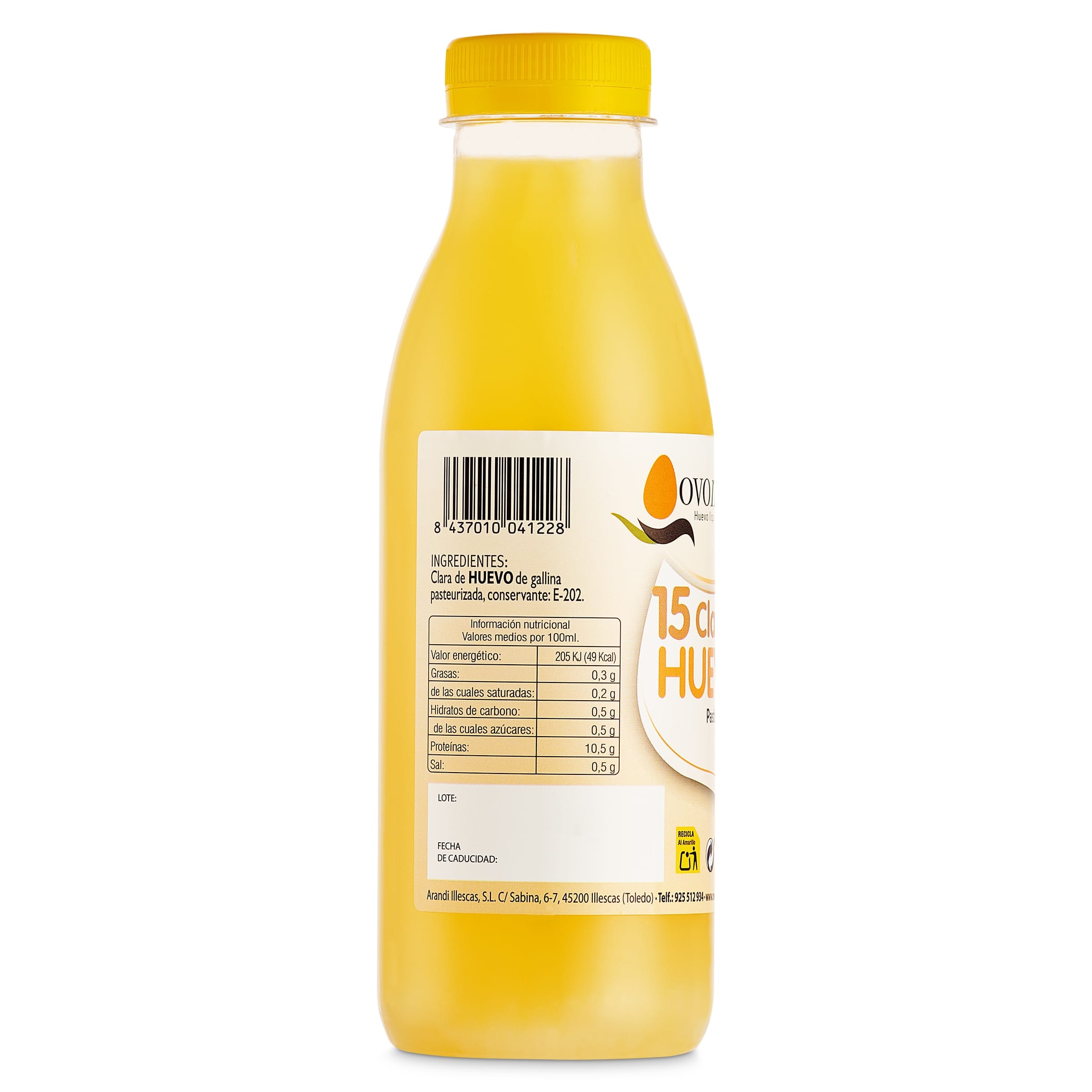 Claras de huevo pasteurizadas Ovonatur botella 500 ml