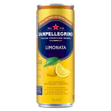 Agua con gas sabor limón San Pellegrino lata 330 ml-0