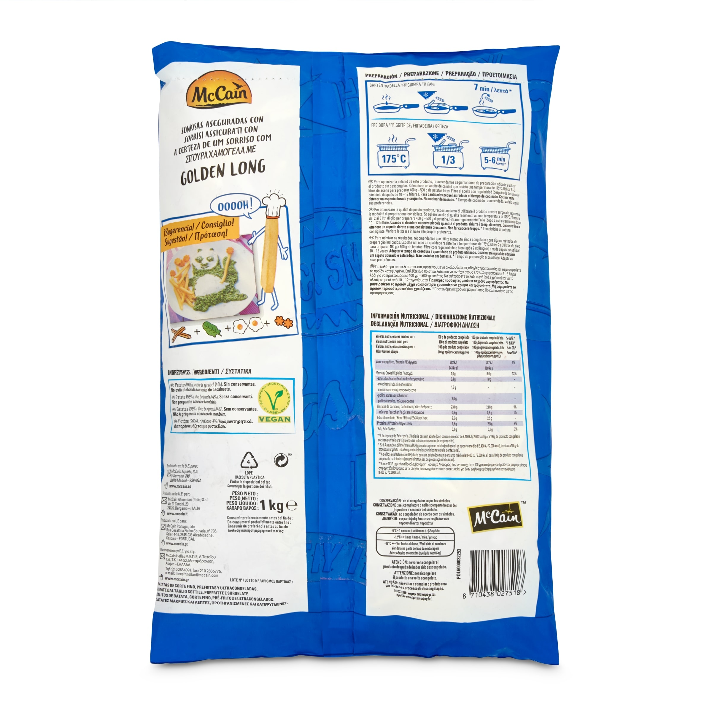 Patatas fritas largas McCain 1 Kg