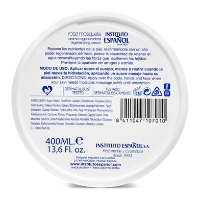 Crema corporal regeneradora con rosa mosqueta Instituto Español bote 400 ml-1 Crema corporal regeneradora con rosa mosqueta Instituto Español bote 400 ml-1