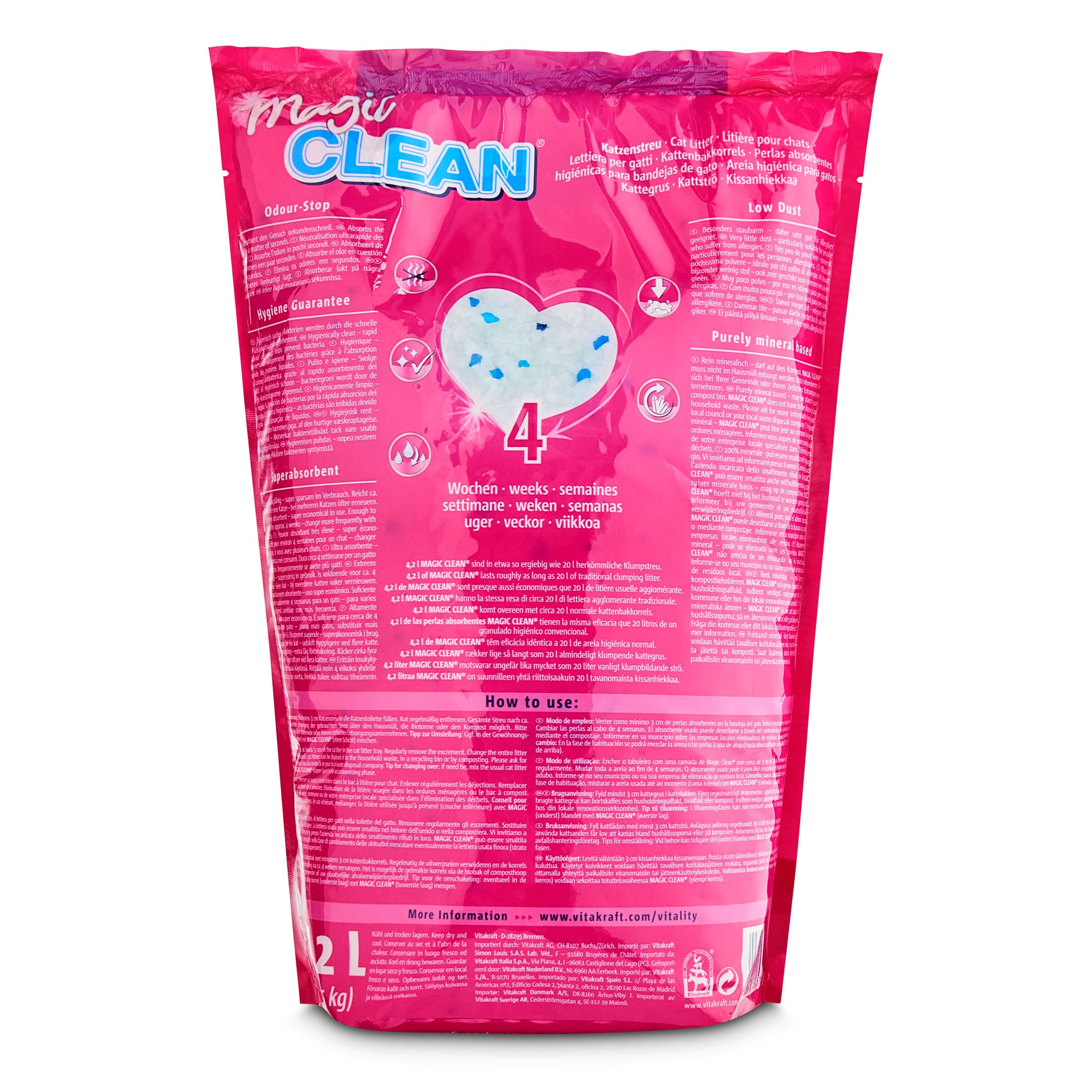 Arena para gatos con perlas absorbentes Vitakraft 1.85 Kg