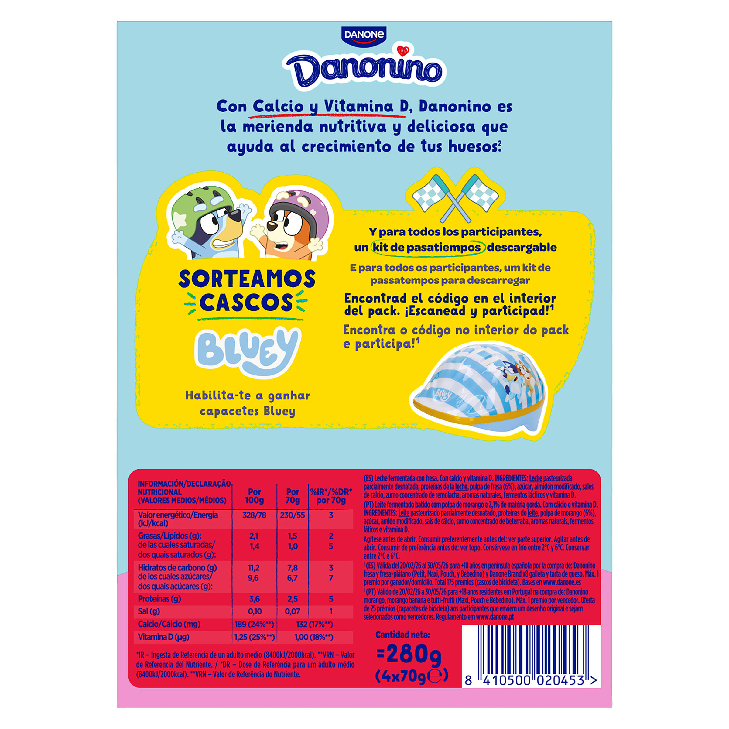 Yogur de fresa líquido Danonino 4 x 70 g