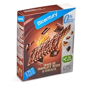 Barritas de cereales bañadas con chocolate negro sin azúcares Bicentury caja 102 g