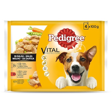 Alimento para perros mix con pollo y buey Pedigree 4 x 100 g-0 Alimento para perros mix con pollo y buey Pedigree 4 x 100 g-0