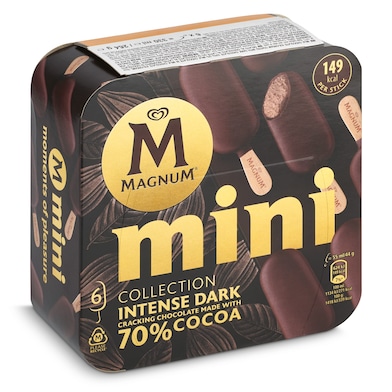 Helado mini bombón intense dark chocolate 70% 6 unidades Magnum caja 264 g-0