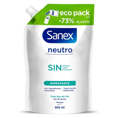 Recambio gel de ducha hidratante Sanex Neutro 950ml-0 Recambio gel de ducha hidratante Sanex Neutro 950ml-0