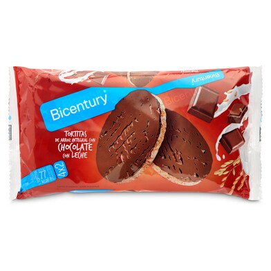 Tortitas de arroz con chocolate con leche Bicentury bolsa 130 g-0 Tortitas de arroz con chocolate con leche Bicentury bolsa 130 g-0