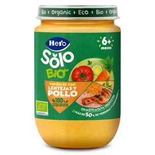 pure de verduras con lentejas y pollo bio 190 g
